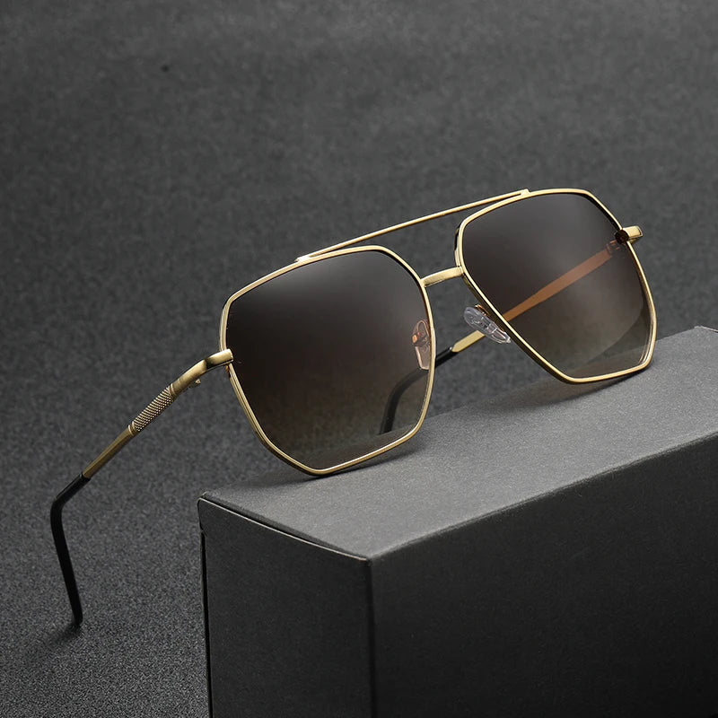 Fashion Men Sunglasses New Pilot Classic Driving Sun Glasses Metal Frame Mirror Leisure Fishing Business Men Eyeglass Uv400