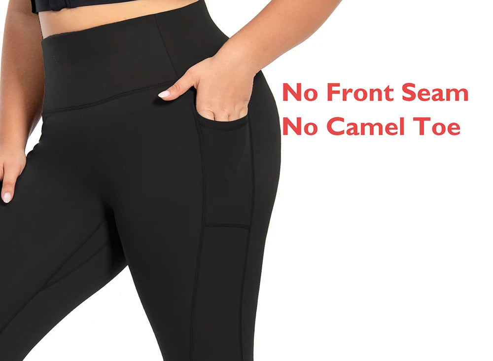 Nepoagym Tummy Control Yoga Leggings Pockets,No Front Seam Sports leggings,Hidden Scrunch,High Waisted 25 Inch 7/8 Plus Size