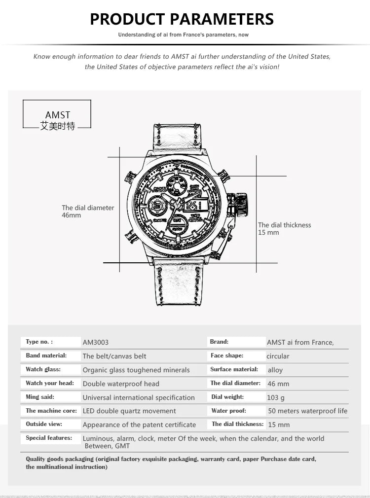 Original AMST Watches Men Luxury Brand 5ATM 50m Dive LED Digital Analog Quartz Watches Male Fashion Sport Military Wristwatches