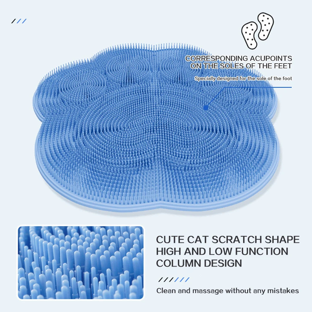 Wall Mounted Shower Foot Exfoliators Silicone Massage Shower Non-Slip Bath Mat Back Massage Brush Foot Exfoliating For Bathroom