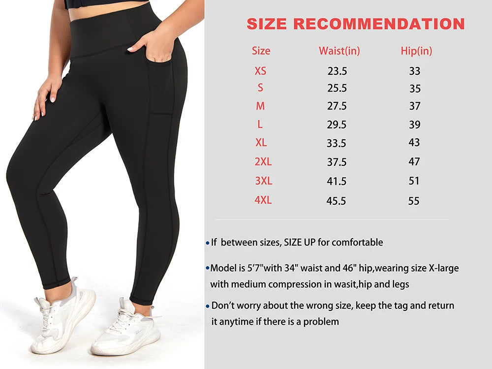 Nepoagym Tummy Control Yoga Leggings Pockets,No Front Seam Sports leggings,Hidden Scrunch,High Waisted 25 Inch 7/8 Plus Size