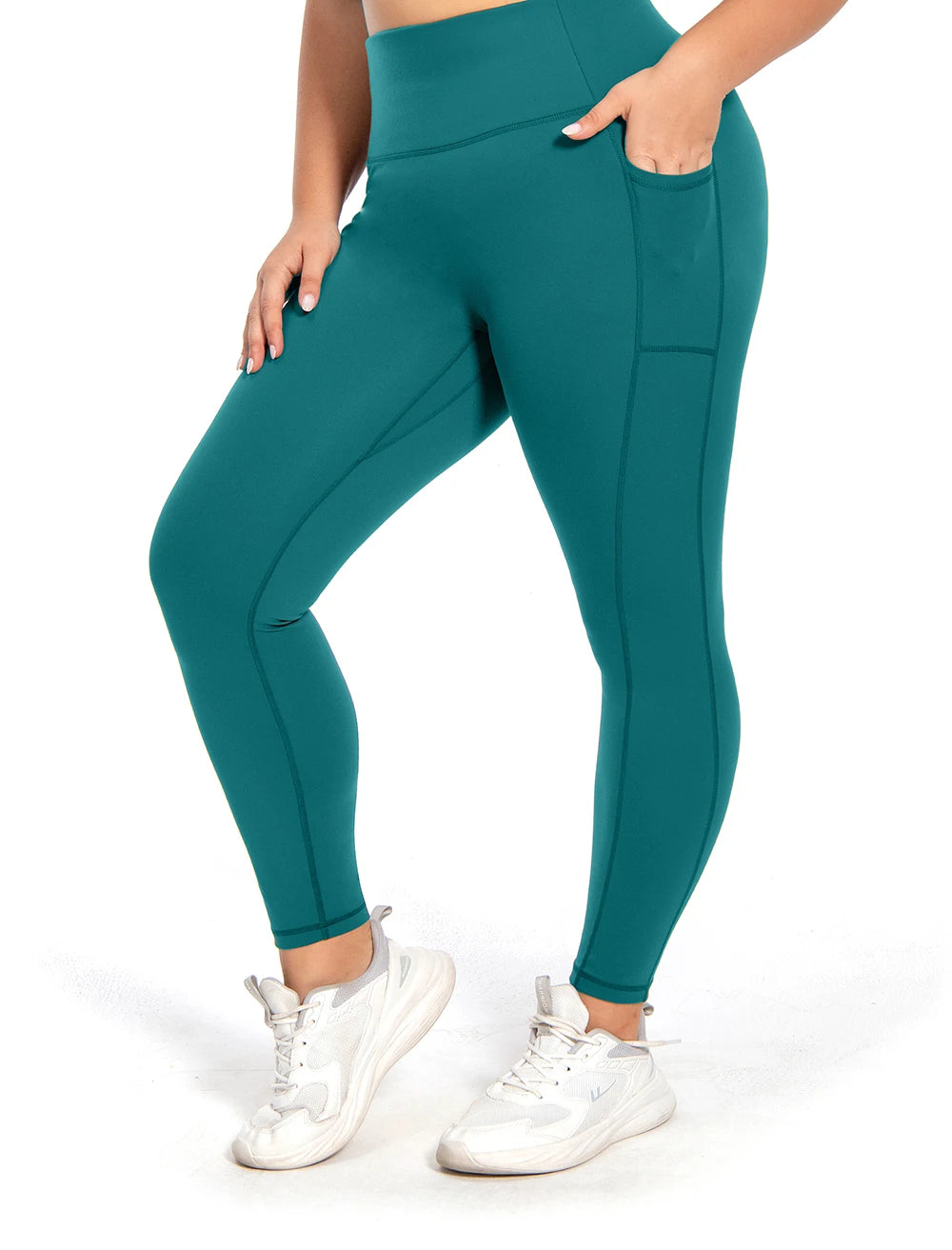 Nepoagym Tummy Control Yoga Leggings Pockets,No Front Seam Sports leggings,Hidden Scrunch,High Waisted 25 Inch 7/8 Plus Size