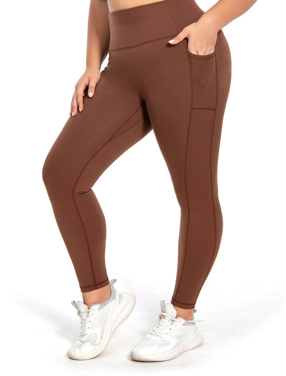 Nepoagym Tummy Control Yoga Leggings Pockets,No Front Seam Sports leggings,Hidden Scrunch,High Waisted 25 Inch 7/8 Plus Size