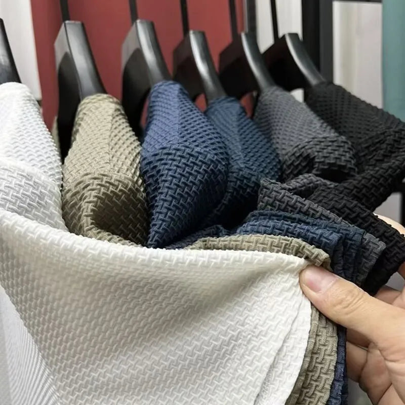 1pcs Summer Men Mesh Ice Silk T-shirt Men's Round Neck Short sleeved New T-sleeved Men's Shirt Solid Men's Casual Elastic Top