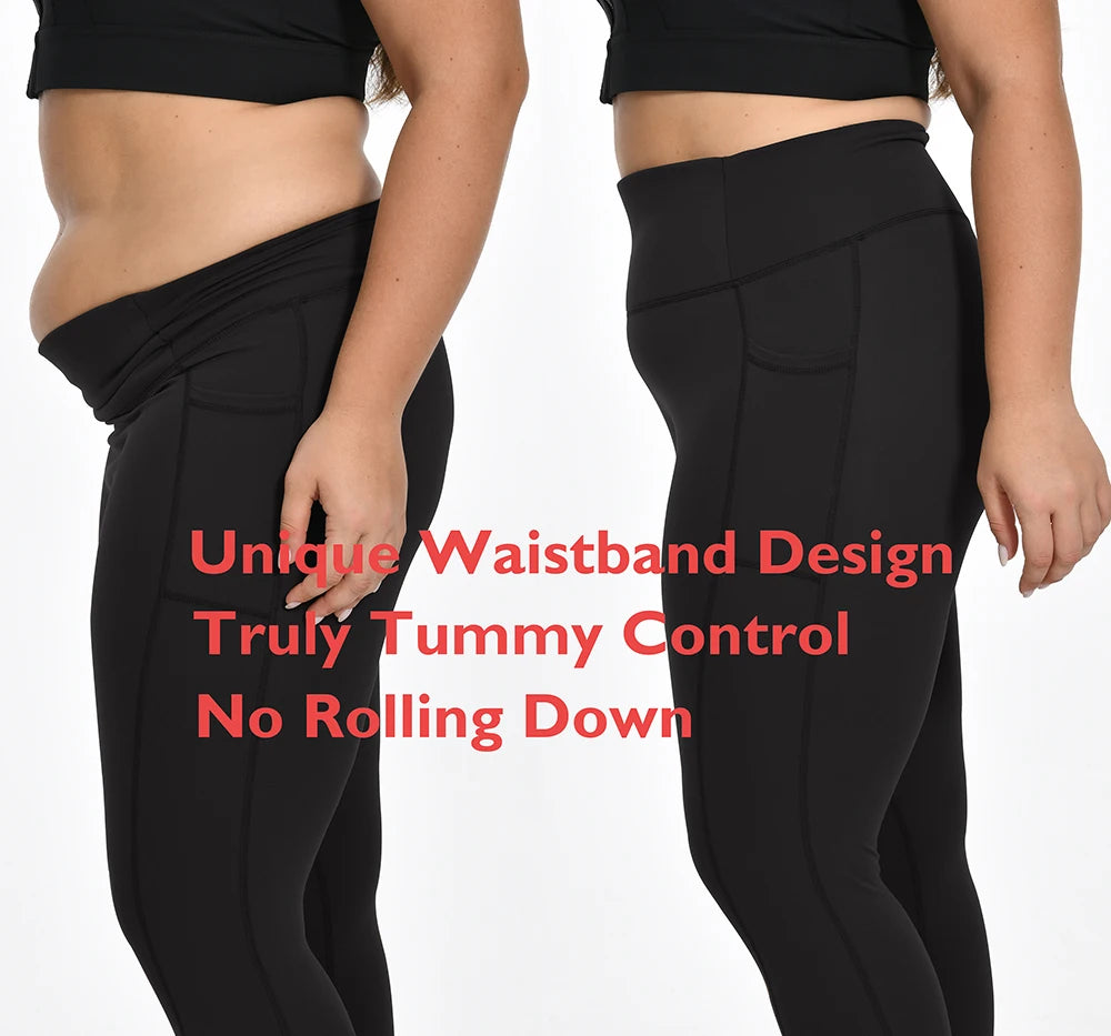 Nepoagym Tummy Control Yoga Leggings Pockets,No Front Seam Sports leggings,Hidden Scrunch,High Waisted 25 Inch 7/8 Plus Size