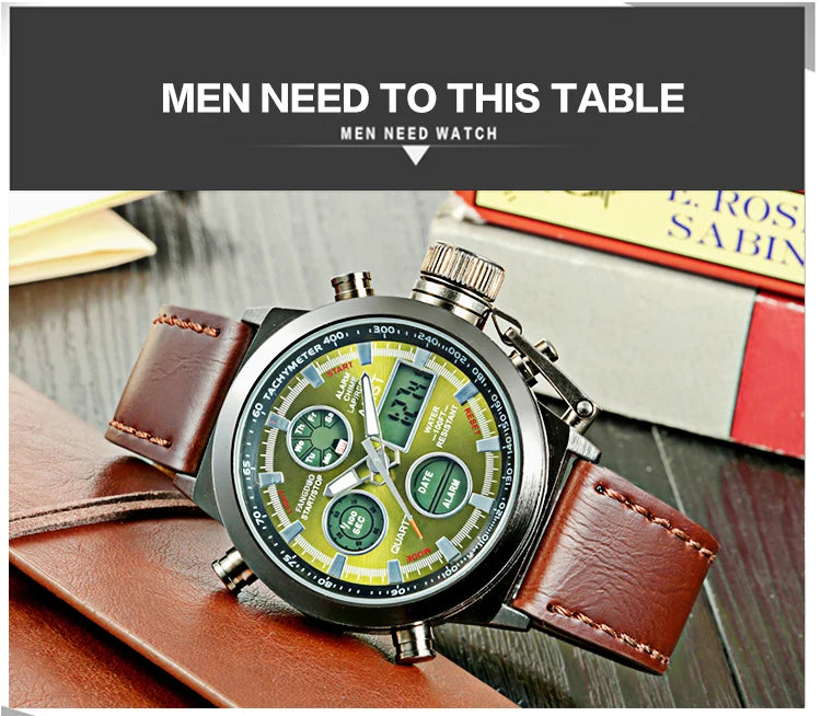 Original AMST Watches Men Luxury Brand 5ATM 50m Dive LED Digital Analog Quartz Watches Male Fashion Sport Military Wristwatches