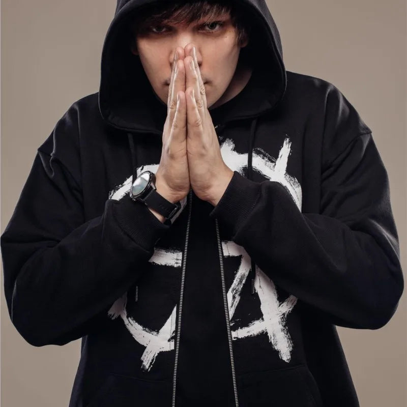 Harajuku Oversized Streetwear Zipper Pullover Men's Hoodies Antihype Graphic Zip Up Hooded Sweatshirt Hip Hop Aesthetic Goth Y2k