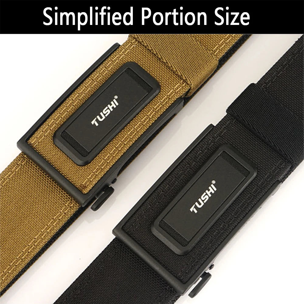 TUSHI 3.8 Wide  Hard Thickened gun hanging double-layer nylon cloth belt versatile outdoor tactical automatic buckle men's belt
