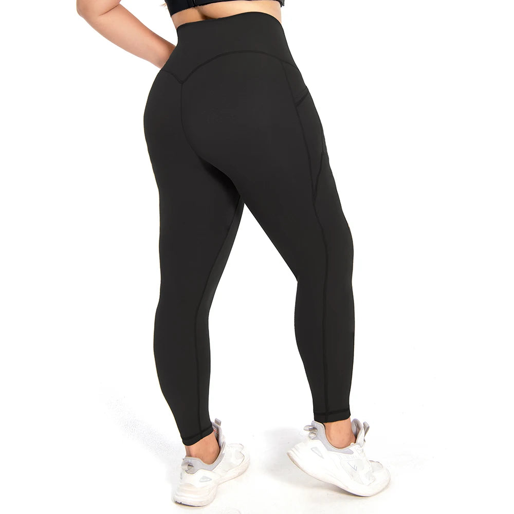 Nepoagym Tummy Control Yoga Leggings Pockets,No Front Seam Sports leggings,Hidden Scrunch,High Waisted 25 Inch 7/8 Plus Size