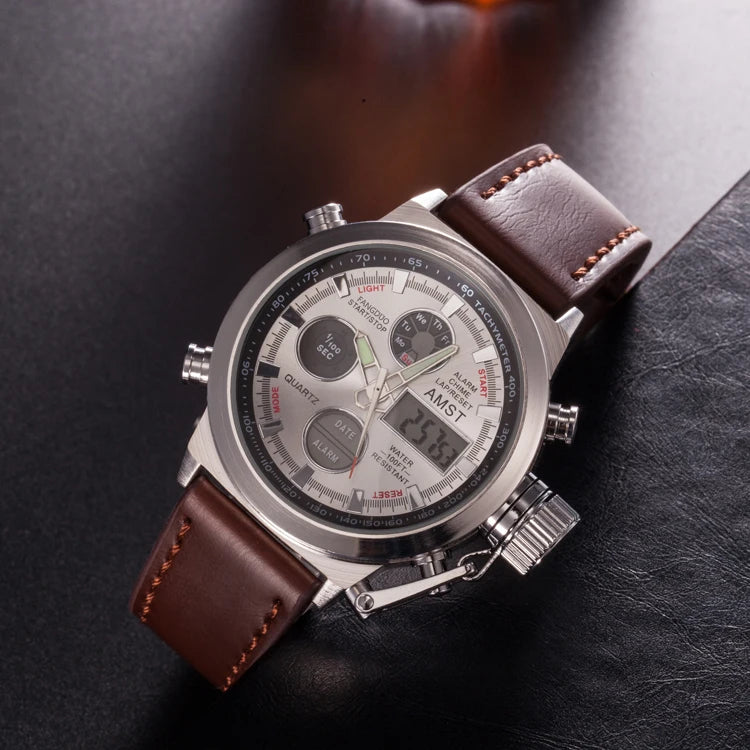 Original AMST Watches Men Luxury Brand 5ATM 50m Dive LED Digital Analog Quartz Watches Male Fashion Sport Military Wristwatches