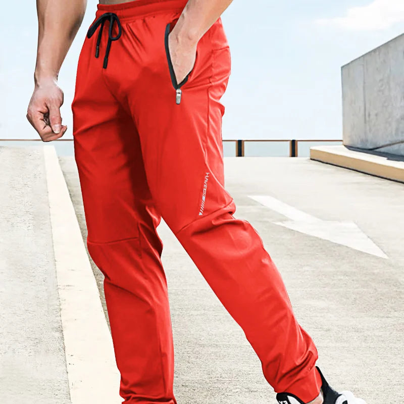 Men's Pants Summer Quick-drying Ice Silk Casual Pants Mens Ultra-thin Elastic Nine-point Loose Drape Solid Pants Men's Clothing