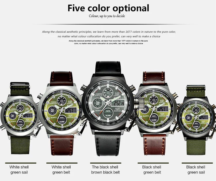Original AMST Watches Men Luxury Brand 5ATM 50m Dive LED Digital Analog Quartz Watches Male Fashion Sport Military Wristwatches